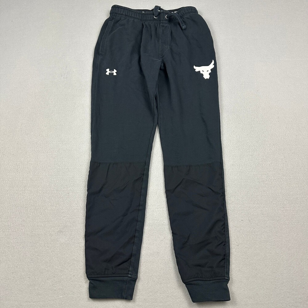 Under Armour Pants  Men Medium Black Project Rock Sweatpants Brahma Bull Joggers